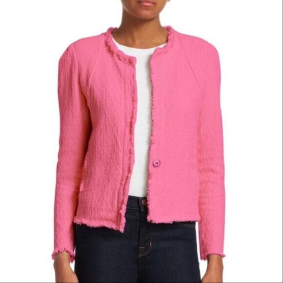 IRO | Rosia ECRU Pink Fringed Tweed Jacket Bouclé Fringe Shoulder Pads Textured - Picture 2 of 11